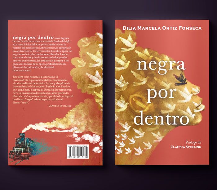 Portada y contraportada del libro Negra por dentro, escrito por Dilia Marcela Ortiz Fonseca