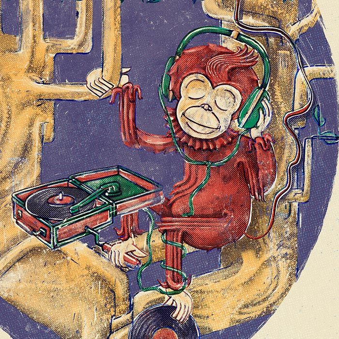 Ilustración Póster sobre música por Hache Holguín