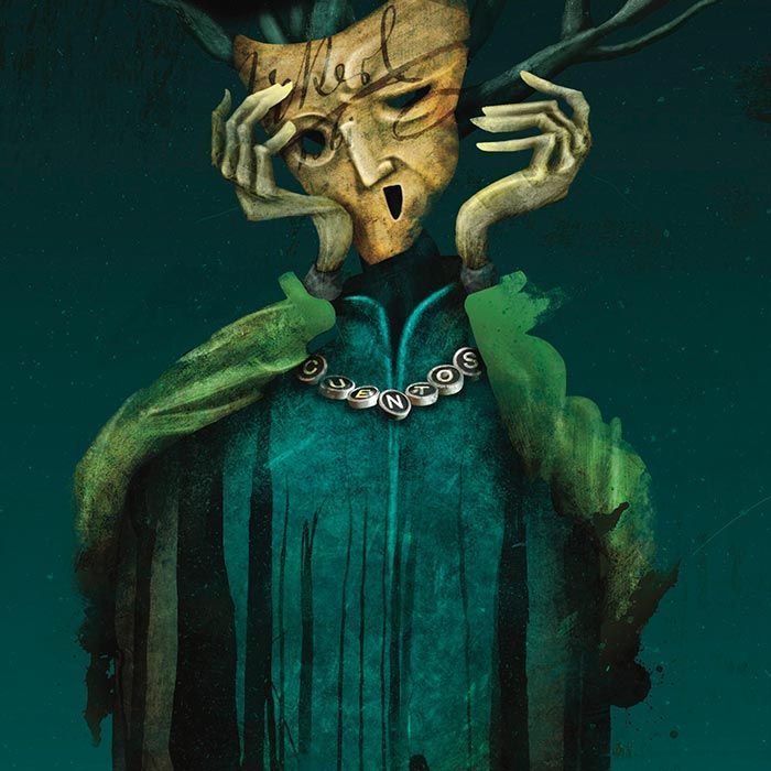 Ilustración de portada para el libro Oscuridad mental por Hache Holguín