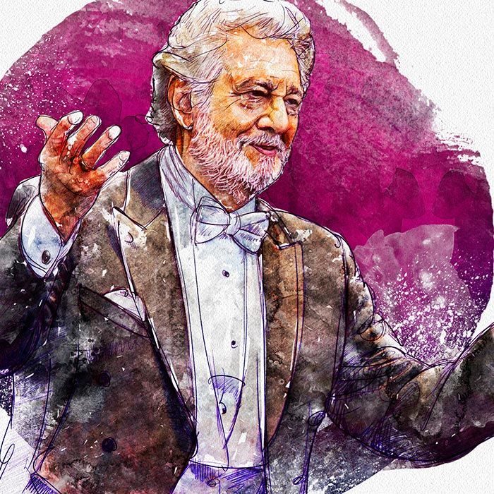 Retrato de Plácido Domingo por Hache Holguín