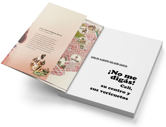 Detalle de solapa y primera página del interior del libro ¡No me digás! de Carlos Alberto Holguín García